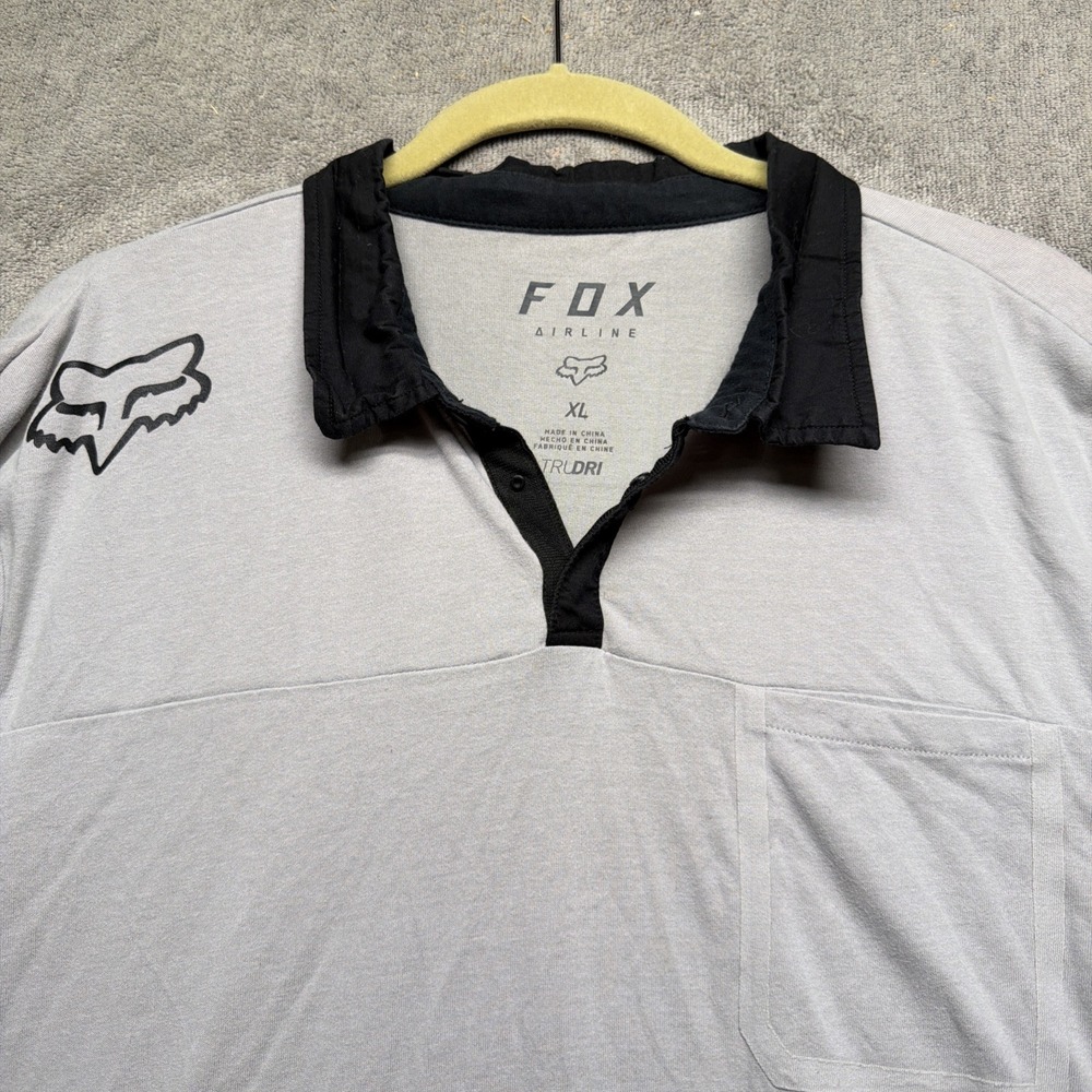 Fox Airline Trudri Performance Polo Shirt Gray Short Sleeve Mens‎ XL Motocross